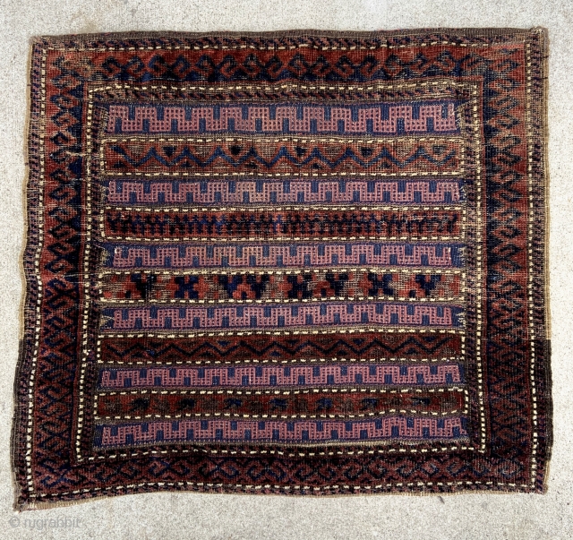 Large Mixed technique Baluch Bagface - 33” x 29” / 84 x 74 cm.                   