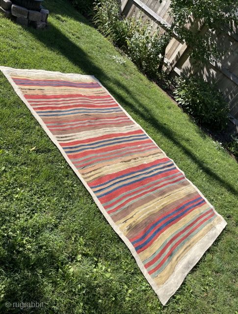 Predecessor Of Modern Art Paintings - Central Anatolian Kilim from mid 19th century - professionally conserved mounted on heavy linen fabric - ready to display! - approx. 5' x 9' - 152  ...