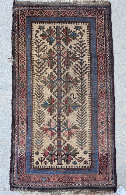 Beautiful Small Baluch Rug with light color palette and tree of life design on a camel field - 2'1 x 3'10 - 65 x 120 cm       