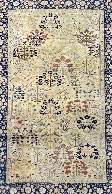 Antique Decorative Turkish Silk Rug - about 6'6 x 9'6 ft                      