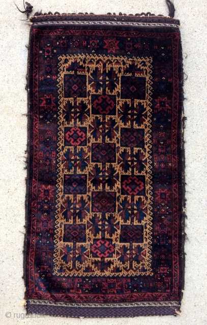 Super Fine Baluch Balisht with Silky smooth pile complete with kilim back and in Great condition! 22" x 42" - 56 x 106 cm.         