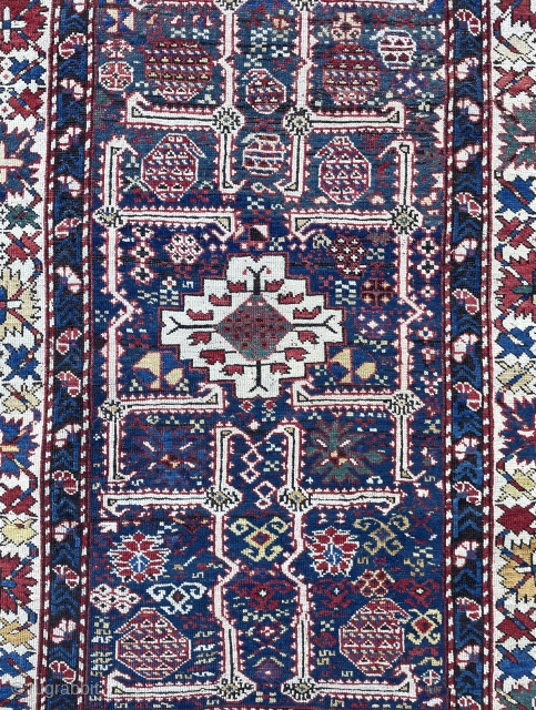 Caucasian Kuba Karagashli Rug with lovely colors and drawing, old repairs and old looking back - 3'5 x 5'1 - 105 x 155 cm - contact for details...     