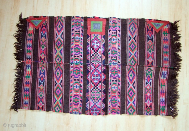 A shawl (ling-chay) from the area of Spiti and Lahoul in HImachal Pradesh, India.
Goat wool, felt
20th century
85x120cm
I have a collection of textiles from this area, feel free to inquire.    