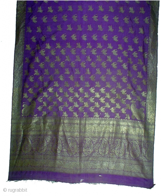 Brocade Sari, 115x450cm, North India, probably Varanasi.
Early 19th century
Silk, metal threads
Good condition for this age, 3 small holes, somehow brittle
Please visit my website www.m-beste.de         