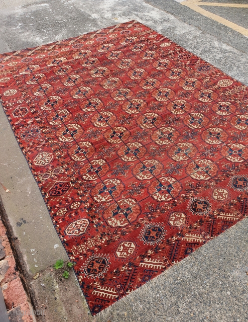 Antique mid 19thc tekke carpet.
270x185. Some wear and damage but good age and colour
800usd plus shipping                 