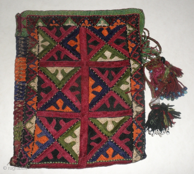 A very fine 19th. Century Chodor Turkoman Tea Bag. These are
often referred to as purses but they were most often used to
carry tea leaves (a very valuable and important commodity
to the Turkoman).  ...