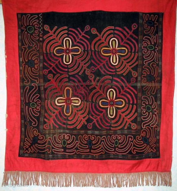 Here is a very old Kirgiz ilgich which measures 36" x 36".
The condition is complete but the base fabric that has been 
embroidered on was an older piece of cloth when the  ...