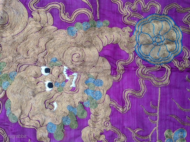 September sale :
 A Chinese silk and metal panel !
Lion-dog .
Size : 98x70                    