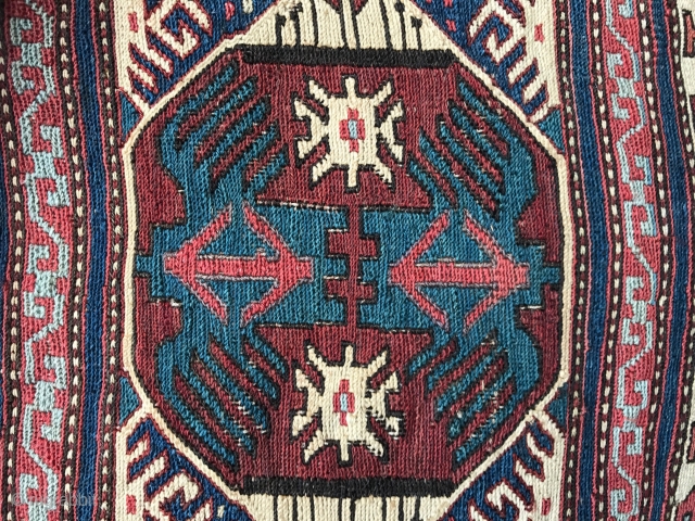 Exceptional Shahsevan bag from NW Iran Khamseh region, C 19Th size : 57x54cm, 
Eagle group as you see in center. 
it has been used as a cushion in a French good house.  ...