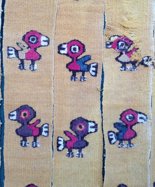 September Sale : Very cute Pre-colombian EARLY Textile frags ! 
Great colors .
Size : 55x18cm                  