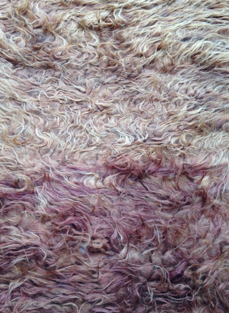 September Sale : Beautiful old Tibetan long pile rug ! With big knots !
Lovely Wool and natural Abrash makes it Abstract .
The same color changes in different lights as photos ! lovely.
Size  ...