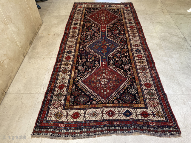 Qashquai rug circa 1900 size 280x135 cm in very good condition                      