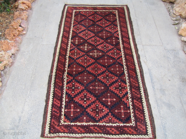 Old Baluch.vegetable dyes 19th.
Full pile size 158x80                          