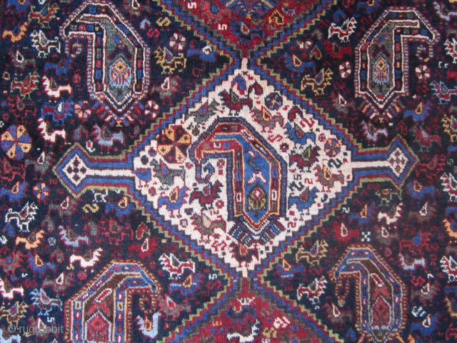 Old Neyriz all vegetable dyes 19th.in very good condition.
in reality more beautiful than the pictures.size 215x160                 