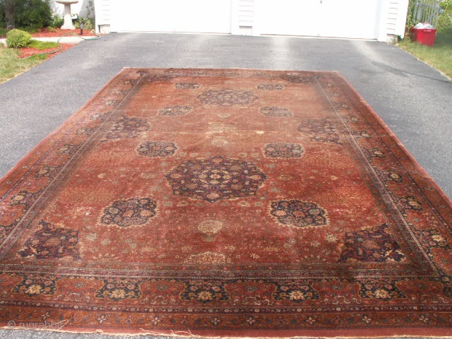 Antique agra oriental rug purchased from the estate of a prominent late writer in NH. It needs lots of work.  It's a palace size  17x9. Some dry spots and more  ...