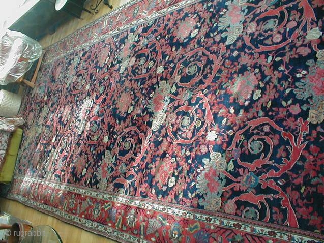 Mustofi Bijar Bidjar Gallery Rug has 5 sq inch moth damage (3rd picture). It's 16 Feet 7 Inches by 7 Feet in size.          