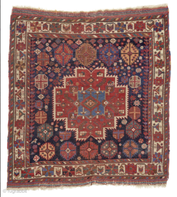  a magnificent mid-19th-century Afshar medallion rug, Southeast Persia, Kirman area with rare and beautiful design. Measures 3-6 x 3-8 feet ( 107 x 112 ) cm.
Please visit our website at, www.hazaragallery.com

info@hazaragallery.com 