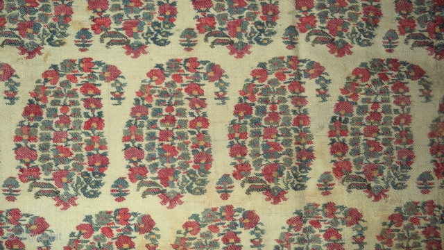 Antique Indian woven Kashmir shawl fragment.                           