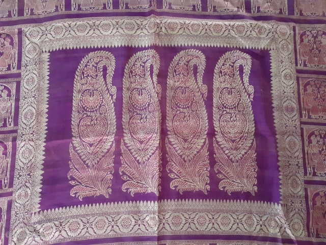 Antique Indian balucha saree from west Bengal, India, circa 19c                       