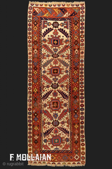 Lovely Antique Persian Kurdo Rug, ca. 1900,

242 × 86 cm (7' 11" × 2' 9"),                  