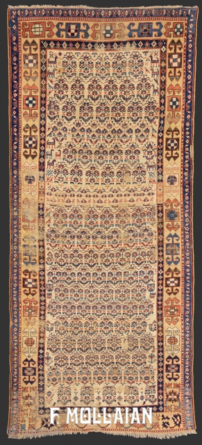 Beautiful Antique Caucasian Kalleh-Size Shahsavan All-over Carpet, 1800-1820

340 × 150 cm (11' 1" × 4' 11"),

This piece in a general good usable condition but it needs some work.     