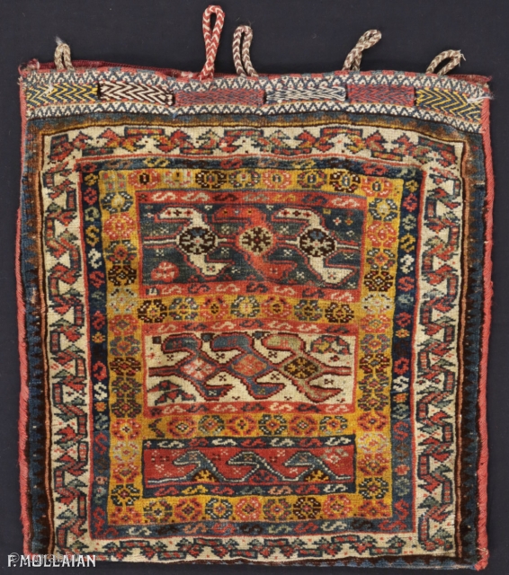 Square Antique Persian Kashkuli bagface, ca. 1880
55 × 52 cm (1' 9" × 1' 8")
                  