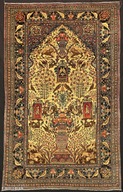 This is an Antique Persian Tehran Rug, ca. 1920
227 × 142 cm (7' 5" × 4' 7")

                