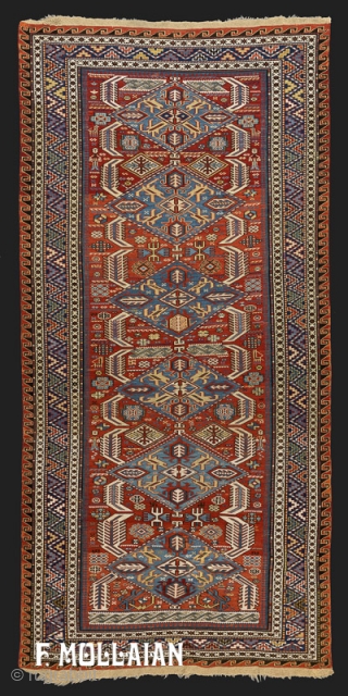 Caucasian Antique Sumak with Red Field , 19th Century

252 × 121 cm (8' 3" × 3' 11")
                