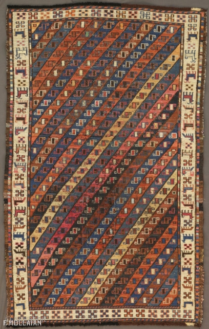 Beautiful Antique Azerbaijani Sumak Carpet, ca. 1920,

125 × 74 cm (4' 1" × 2' 5"),

Extra EU citizens/UE Companies: €778              