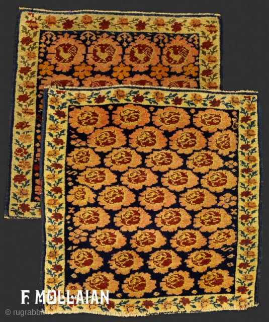 Pair of Lovely Small Antique Caucasian Seychour (Zeikhur) Rugs, 1880-1900,

48 × 47 cm (1' 6" × 1' 6"),

               