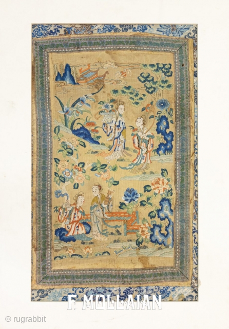 Beautiful Small Chinese Embroidery, An Antique Silk and Metal Thread hand made Textile, 19th Century,


22 × 24 cm (0' 8" × 0' 9")          