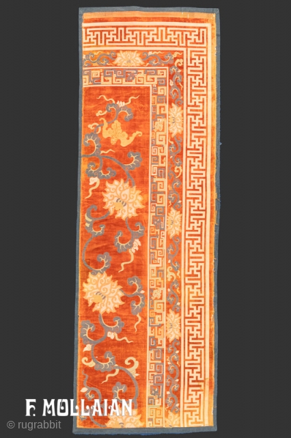 This is an ultra-rare 18th century or earlier imperial textile fragment from China. It has been made using velvet, silk, and metal threads. The field design incorporates lotus flowers interconnected with vines  ...