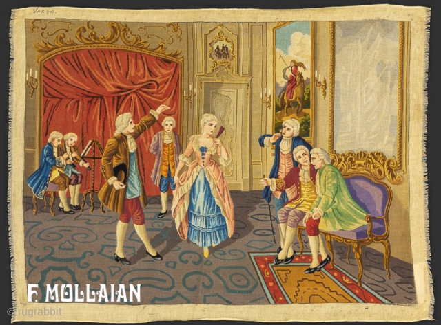 Beautiful figurative Tapestry, ca. 1920,

140 × 90 cm (4' 7" × 2' 11")

Price for Extra EU citizens/UE Companies: €1,220.00              