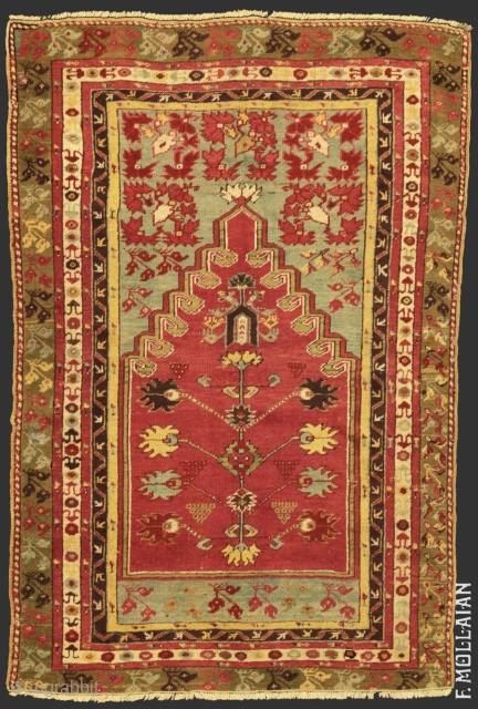 Beautiful Antique Turkish Mogiur Rug, ca. 1880

161 × 107 cm (5' 3" × 3' 6")                  