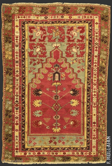 Beautiful Antique Turkish Mogiur Rug, ca. 1880

161 × 107 cm (5' 3" × 3' 6")                  