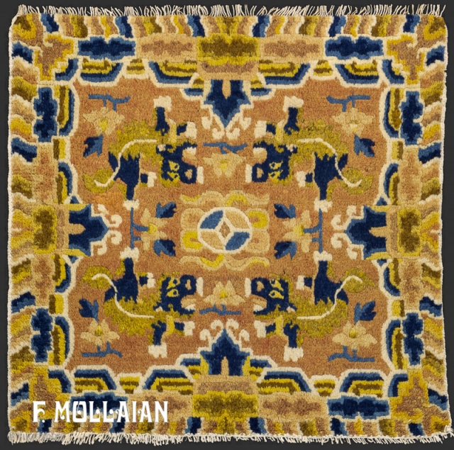 Lovely Small Antique Tibetan Rug, 19th Century,

68 × 72 cm (2' 2" × 2' 4"),

An antique Tibetan mat
Classic for this type with well drawn design and very good colour combination. Possibly a  ...