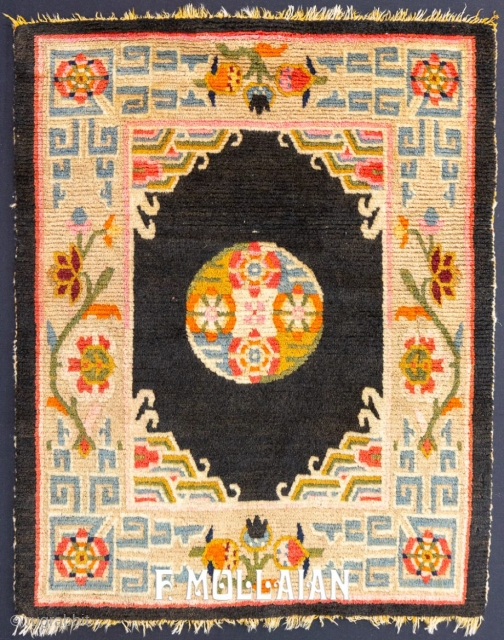 Beautiful Small Antique Hand Knotted Tibet Meditation Rug, 1880-1900

74 × 52 cm (3' 5" × 2' 0")
                