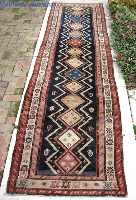 Northwest Runner-- 3 ft 4 x 12 ft 4 in.  Very dynamic open field Tribal piece. Very Good Condition. $45 UPS to Lower 48        