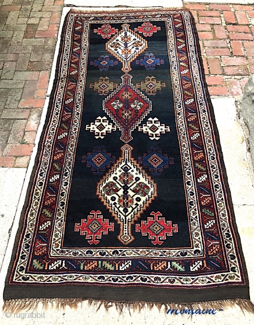 Veramin Zaronim--  4 ft 3 in x 8 ft. Bags and pushtis are more abundant. Older tribal Veramins are rarely seen in this size. Very nice older piece with abundant abrashes.  ...