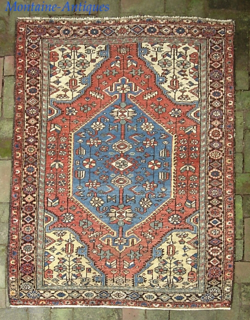 Heriz/Serapi 3 ft 4 x 4 ft 7. Rare small size.  Low but even pile. We just posted a whole slug of fresh stuff Check it out @ http://www.montaine-antiques.com/oriental-rugs/   