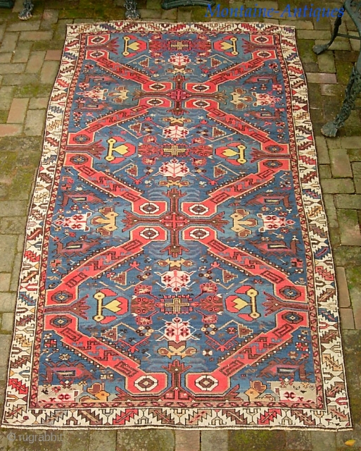 Chi Chi - Kuba. 4 ft 7 in x 8 ft 8 inches. Seichur design, circa 1910.  Main condition issue is that sides and ends are reworked. Various smaller imperfections. It  ...