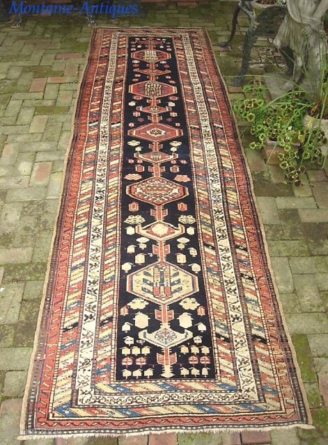 Northwest-- circa 1900--3 ft 5 inches x 11 ft 7 inches. Fine old Tribal textile. Some fucine (as is typical of rugs of this period.) Just a beautiful and decorative early piece  ...