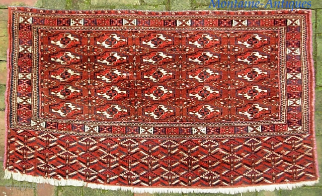 Turkoman-- Large bag 29 x 51 inches. Old piece. Extremely finely knotted. A couple small drips of something that will be easy to remove. Aside from that quite good condition.   