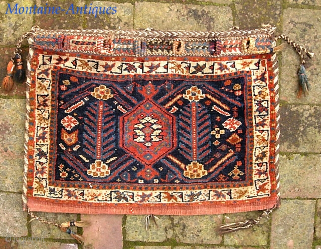 Southwest-- 15 x 20 inches. Interesting details. Please call for condition Report. Check out abundant fresh posts on our web site: http://www.montaine-antiques.com/oriental-rugs/           