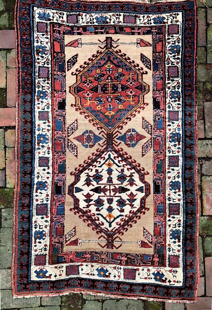 Serab--approx 3.3 x 5.3-- It's rare to find one in scatter size-- especially one with such terrific colors. Hugely decorative and useful size. Excellent condition. Call me for detailed in hand condition  ...