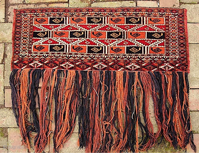 Turkoman-- 12 x 33" --  Finely knotted and excellent condition. (rigged to wall hang).
 Call me for detailed in hand condition report. $15 shipping. Please check out recent pickings: http://www.montaine-antiques.com/oriental-rugs/  