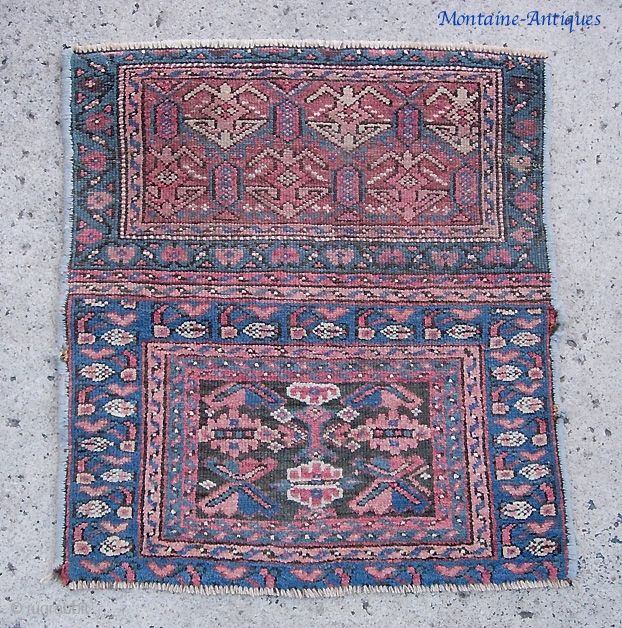 Kurdish Pile bag, 23 x 25 inches.  Real soft colors. Fair condition is pretty  evident in the photos. $10 US shipping          