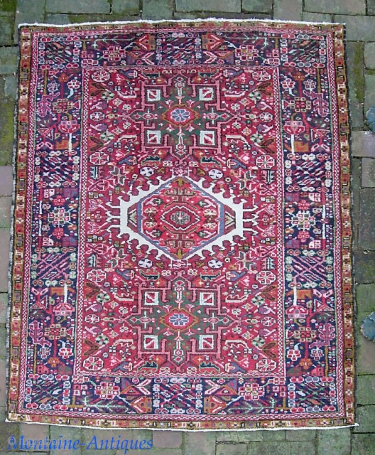 Karaja--3 ft 7 x 4 ft 6 inches. Nothing fancy. Just an honest, decent quality Karaja in good condition and affordably priced. $20 UPS to Lower 48      