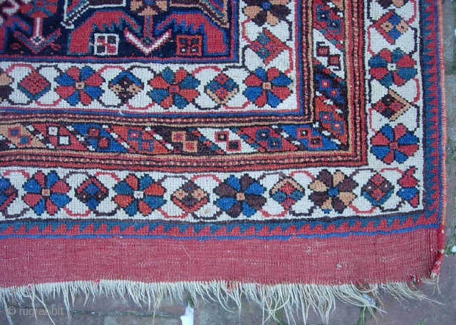 Afshar-- 3 ft 11 inches x 5 ft 6 inches. 19th century. Most of these from this time period are badly worn. This one is still pretty good with no exposed foundation  ...