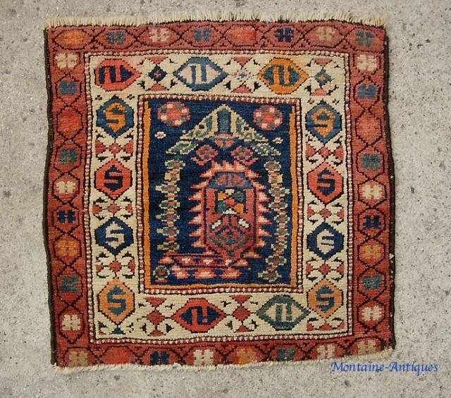 Shasavan or Caucasian Bag-- 19 by 19 inches. Great design with single boteh in center.                  